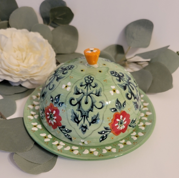 Anthropologie Other - Anthropologie Dome ceramic  floral butter dish